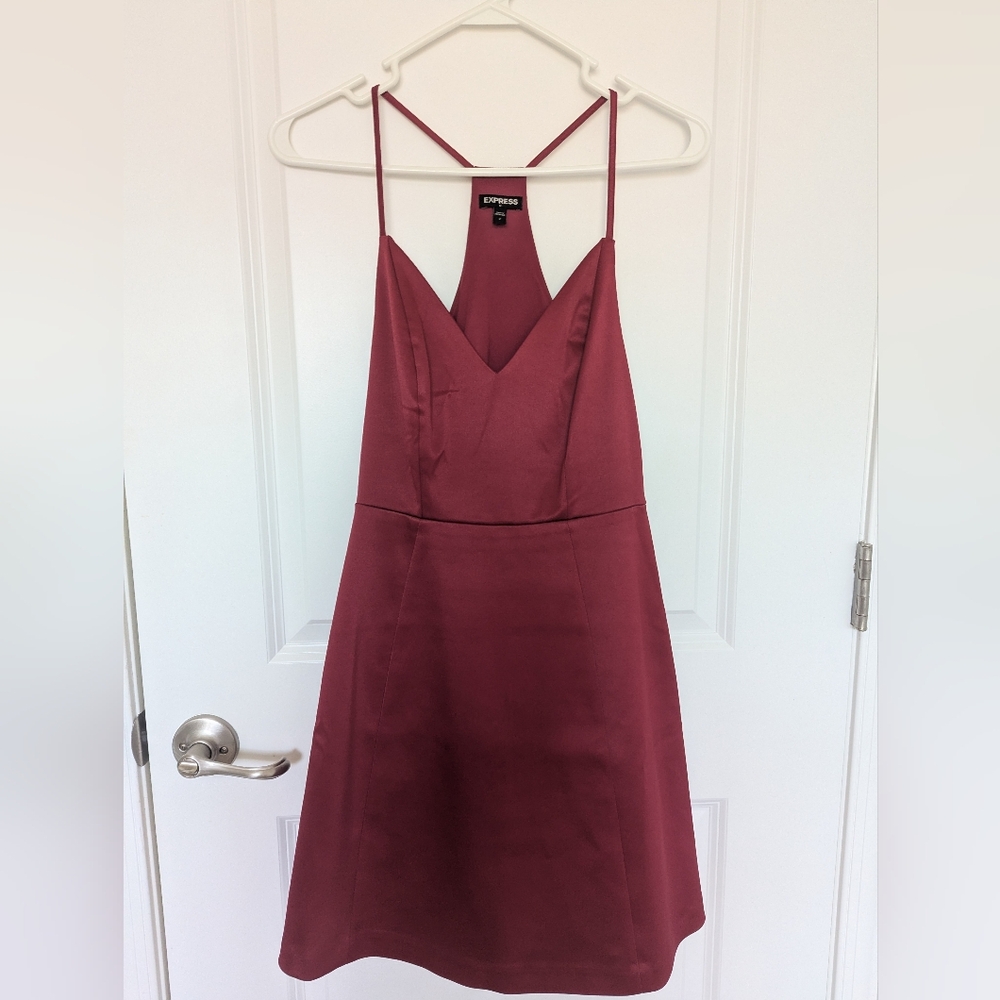 Express Burgundy Halter Dress